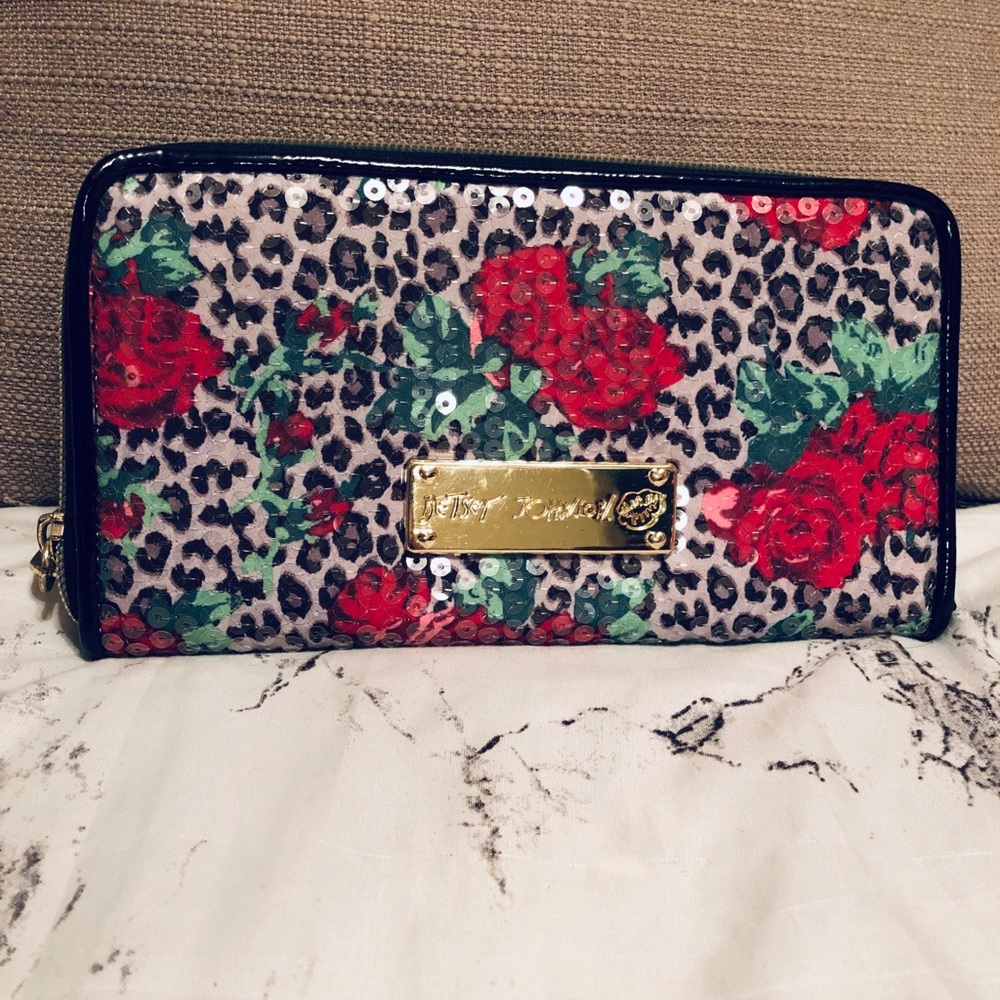 Betsey Johnson wallet. Sequin floral